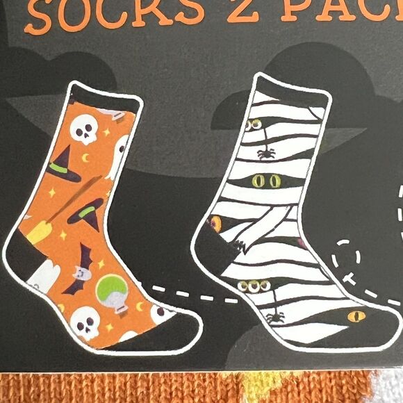 Halloween Socks 2 Sets of 2 Pack ALDI Cozy Crew Novelty Ladies& Mens 4 Pairs All - Picture 7 of 9
